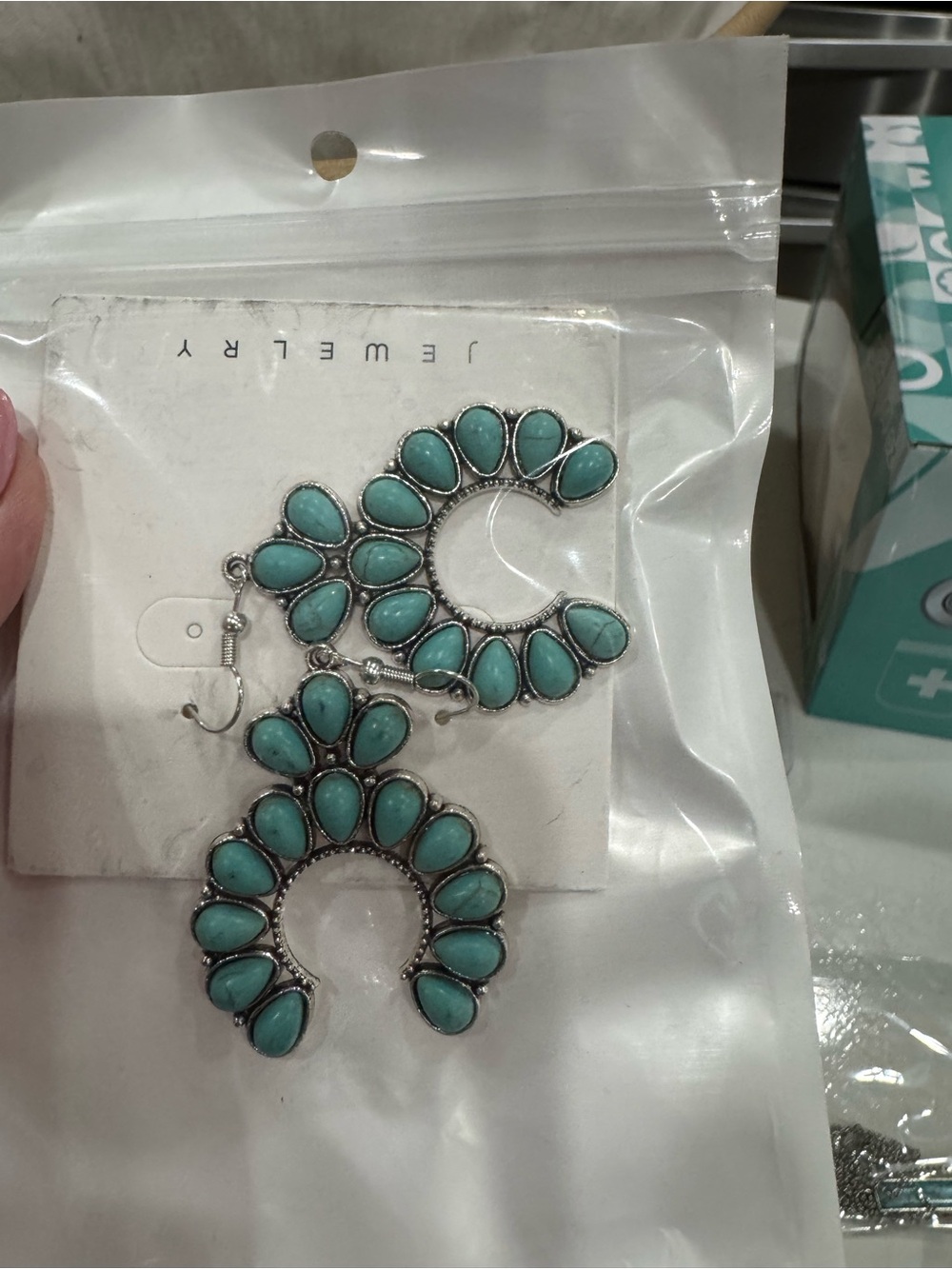 Turquoise Teardrop Statement Hoop Earrings - Women Jewelry